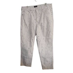 Free Assembly Women's Size 16 White Floral Cropped Pants Casual